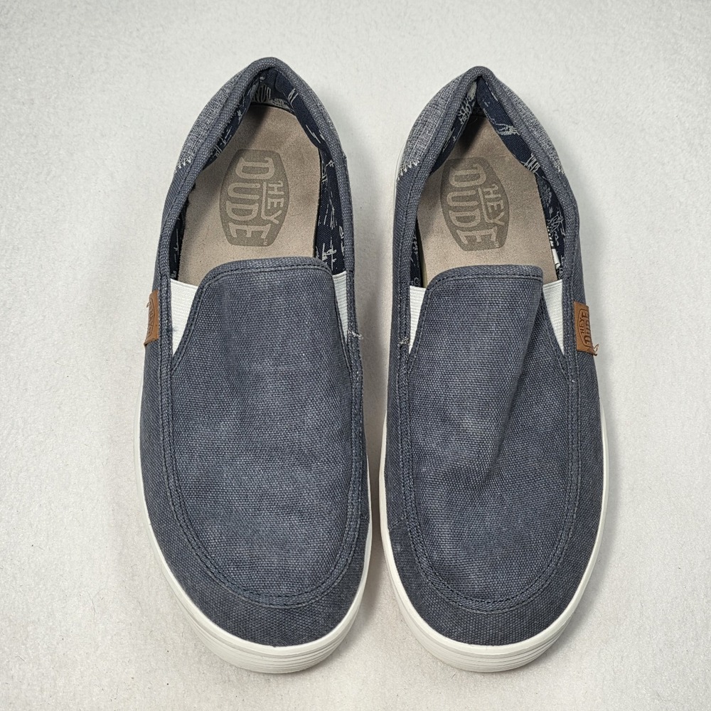 Mens Hey Dude Slip On Shoes Size 10 Blue Canvas